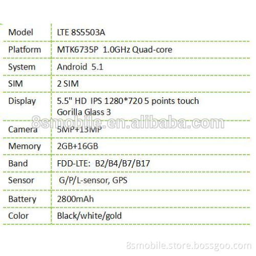 LTE8S5503 5.5 inch high end mobile phone wholesale
